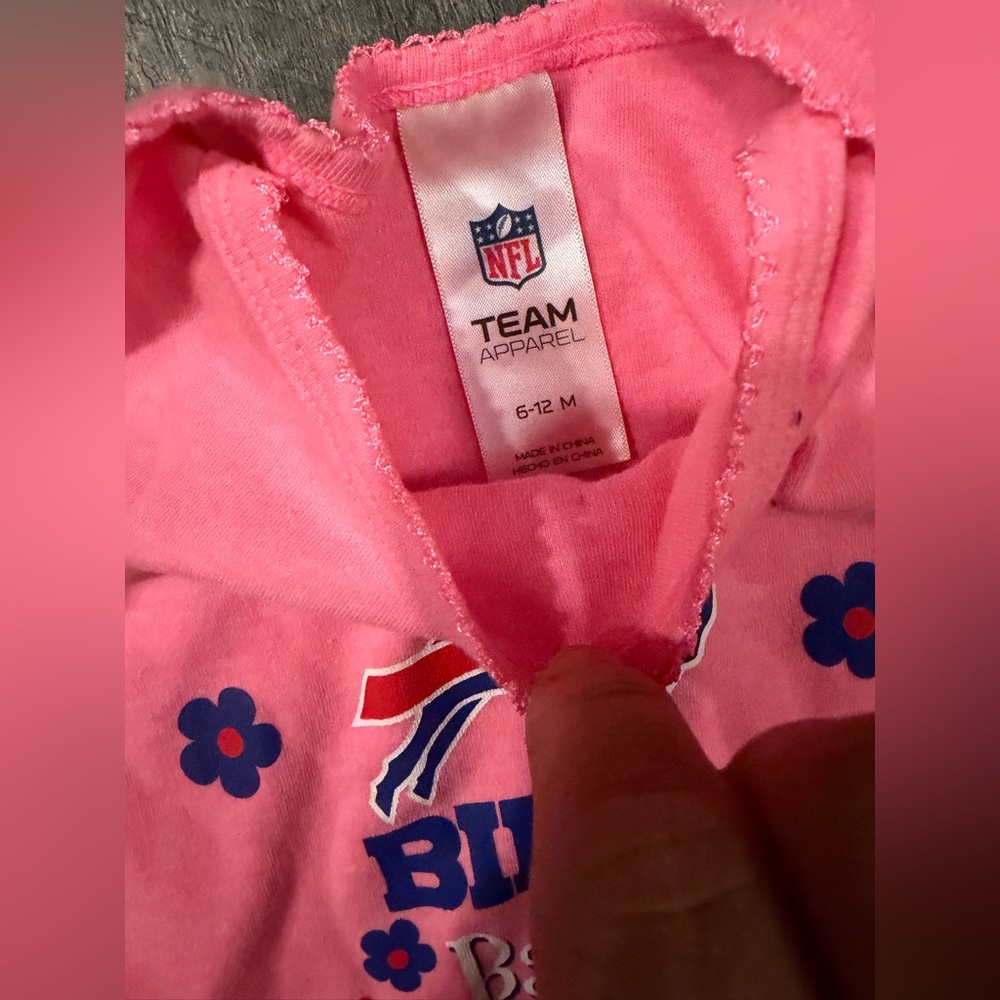 NFL Pink Baby Onesie with Bills Logo and Floral Accents size 6-12M - Picture 2 of 2